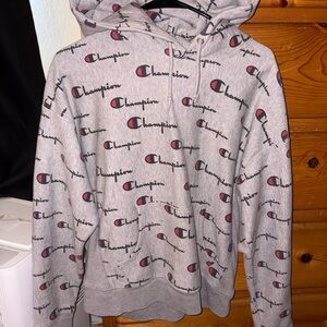 Champion Gray Hoodie with Logo Print